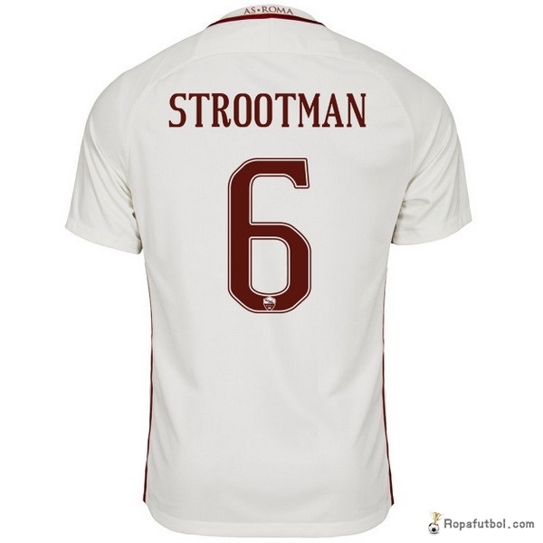 Camiseta As Roma Replica Segunda Ropa Strootman 2016/17 Blanco